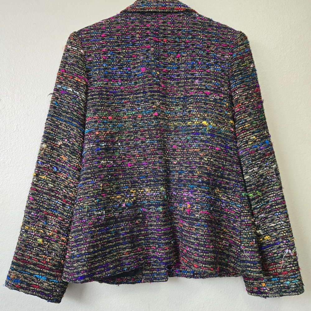 ANN MAY Size 6 Silk‎ Woven Dark Colorful Career Blazer Jacket Academia Old Money - Picture 5 of 12